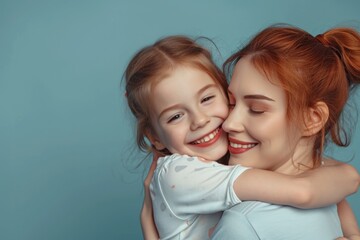 A warm moment between a mother and her young daughter as they share a hug