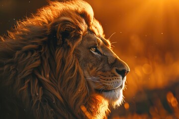 Wall Mural - a lion's face in a natural habitat, suitable for wildlife or nature-themed contexts