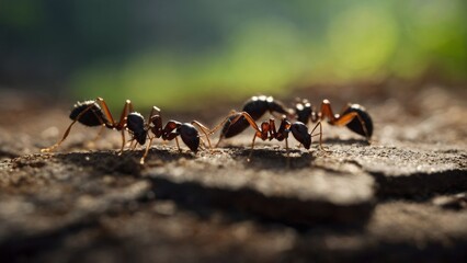 A Group of Ants Forming a Living Bridge to Cross a Gap in Their Path
