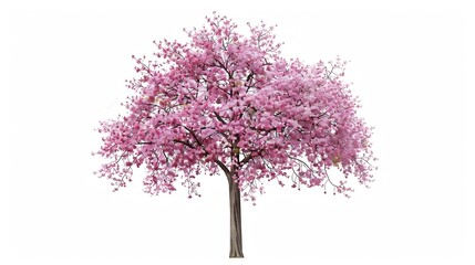 Wall Mural - Sakura tree in spring isolated on white background : Generative AI