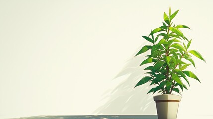 Sticker - A single money tree plant stands alone against a white background