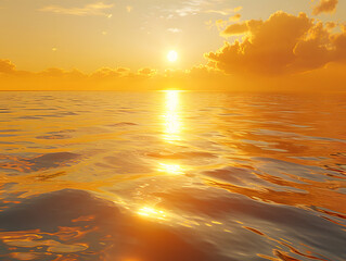 Wall Mural - a beautiful sunset over a body of water with a slight reflection of the sun.