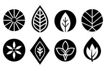 Vector icons of leaves in variety of shape designs