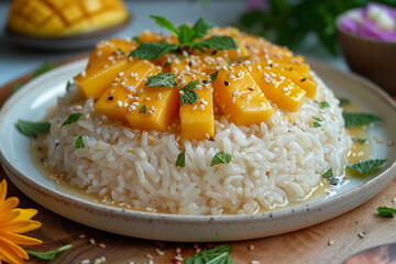 Mango Sticky Rice with Coconut Milk