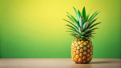 A single, ripe pineapple with vibrant green leaves, isolated on a background, pineapple, fruit, tropical, isolated, background, exotic, healthy, delicious, summer, vitamin c, juicy, sweet