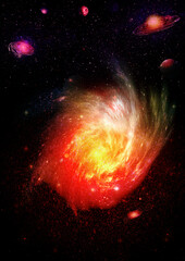Wall Mural - galaxy in a free space. 3D rendering