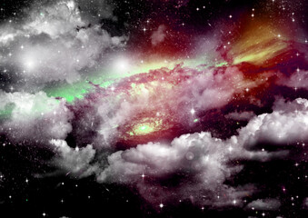 Wall Mural - galaxy in a free space. 3D rendering