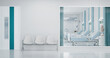 © manow - Modern hospital with waiting area and hospital bed in rooms.3d rendering