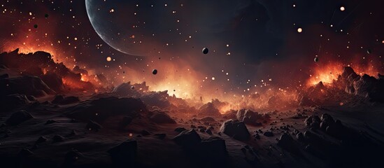 Wall Mural - a vivid meteor in the nighttime sky with a copy space image capturing the trail of a shooting star a