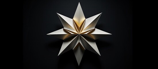 Wall Mural - Origami of a five-pointed star created from A4 paper, with a blank space for adding images. Copy space image. Place for adding text and design