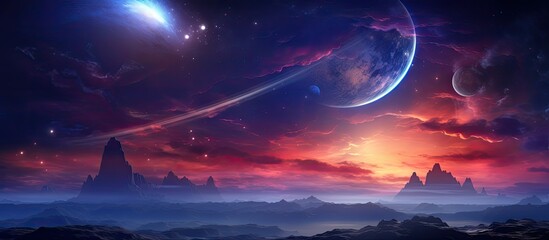 Wall Mural - Night sky filled with stars in a captivating photo. Great for abstract background with copy space image.