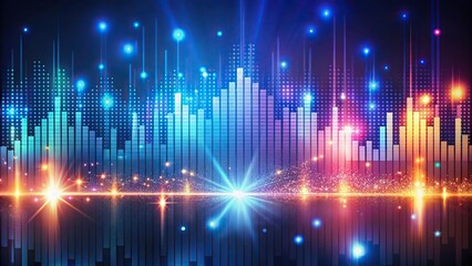 Wall Mural - Abstract digital background with glowing lights and an audio spectrum visualization, symbolizing data, technology, and business growth, abstract, digital, background, glowing, lights, audio