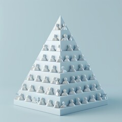 A 3D illustration of a group of 3D icons forming a pyramid, symbolizing the hierarchy and structure in entrepreneurial organizations.