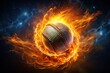 © Sompong - Magic leather baseball ball in a colorful explosion of fire energy and movement, sports performance, banner with copy space, sports, baseball, ball, leather, magic, fire, energy, movement