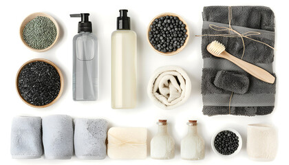 Poster - Set with different spa products isolated on white