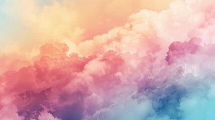 Poster - Soft pastel gradient background with an abstract cloud design