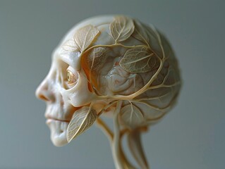 Poster - a detailed view of a humanoid bean sprout emerging from the skin, highlighted by minimalist lighting