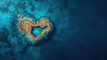 An aerial view of a small island surrounded by electric blue waters, perfect for marine biology research. The underwater world is a captivating circle of life AIG50