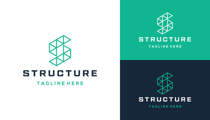 Poster - Modern Initial Letter S with Hexagon Shape Line Pattern Logo Design