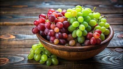 Wall Mural - A bowl overflowing with both green and red grapes, showcasing their contrasting colors and textures, green grapes, red grapes, fruit, bowl, healthy, fresh, food, produce, vineyard, harvest