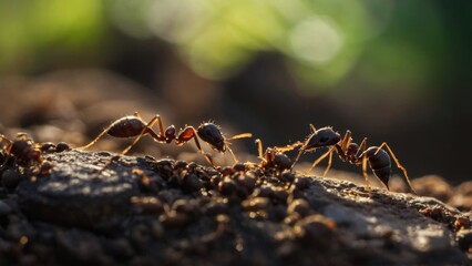 Foraging Ants Returning with Nutrient-Rich Food to Support Their Colony
