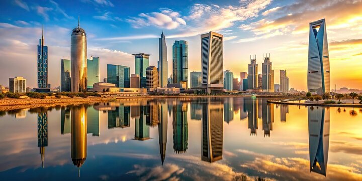 Modern skyscrapers in King Abdullah Financial District, Riyadh, Saudi Arabia, reflecting the city's ambition and growth, Riyadh, Saudi Arabia, King Abdullah Financial District, KAFD