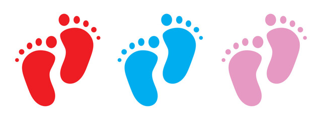 Wall Mural - Baby footprint icon collection. Baby feet vector icon. Newborn barefoot icon set.footprint, newborn, kids feet sign. Vector 10 eps.