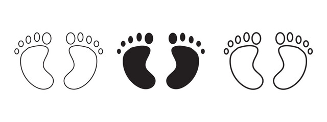 Wall Mural - Baby footprint with hearts Baby feet silhouette