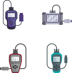 Poster - Illustration featuring different styles of digital multimeters used for electronic measurements