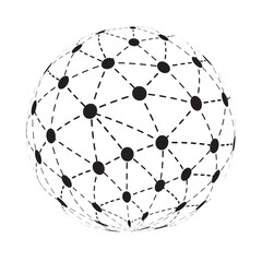 Poster - Black and White Modern Minimal Style Polygonal Networks Structure, Digital Communications Concept Design, Network Connections, Transparent Geometric Wireframe - Creative Isolated Vector Illustration