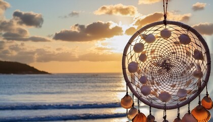 Wall Mural - sea shell dreamcatcher chime for beach vacation decoration
