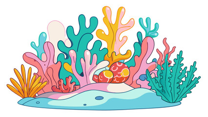 Wall Mural - Vibrant Underwater Coral Reef Illustration