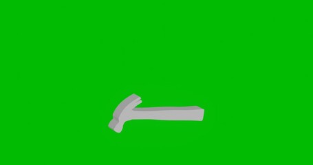 Poster - Animation of rotation of a white hammer symbol with shadow. Simple and complex rotation. Seamless looped 4k animation on green chroma key background