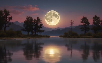 Wall Mural - sunset over the lake