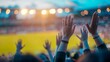 © Business Image - Excited Fans Cheering at Sunset Football Game - EM European Championship 2024 sport win, triumph, energy, winner celebration concept - background wallpaper poster with copyspace