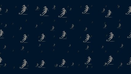 Poster - Female football symbols float horizontally from left to right. Parallax fly effect. Floating symbols are located randomly. Seamless looped 4k animation on dark blue background