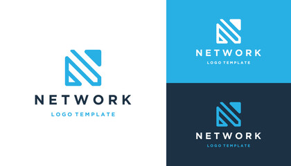 Poster - Modern Initial Letter N with Upward Pointing Arrow Logo Design