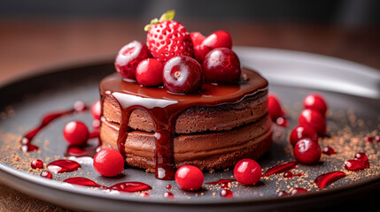 Canvas Print - Tempting desserts on a plate