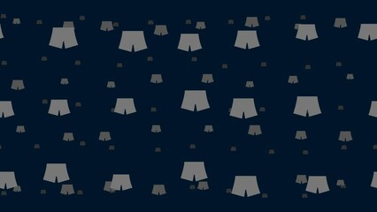 Poster - Shorts symbols float horizontally from left to right. Parallax fly effect. Floating symbols are located randomly. Seamless looped 4k animation on dark blue background