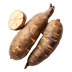 [Transparent Background PNG]Fresh raw yacon roots on white background