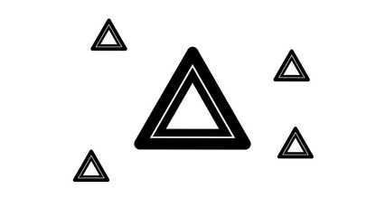 Poster - Zoom in and out animation the emergency stop symbol. Large black symbol in the center and four small symbols around. Seamless looped 4k animation on white background