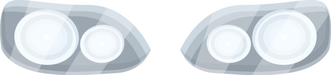 Poster - Pair of modern car headlights are shining brightly, illuminating the road ahead for safe driving at night