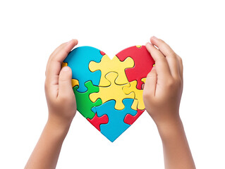 hands holding a puzzle in the shape of a heart