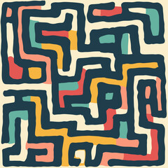 Wall Mural - Abstract hand drawn maze design background 