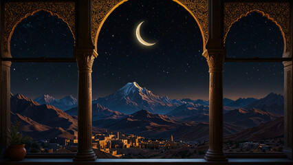 Wall Mural - landscape with mountains and snow