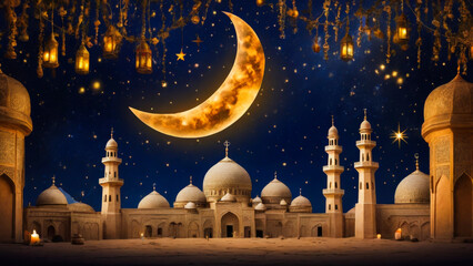 Wall Mural - mosque in night