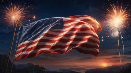Wall Mural - fourth of july fireworks
