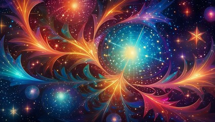 Wall Mural - the textures of imaginary stars are colorful and unusual in an artistic style.