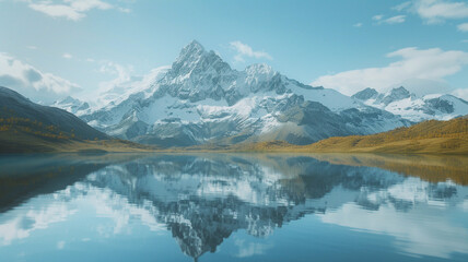Wall Mural - Nature beauty captured tranquil scene mountain peak reflection
