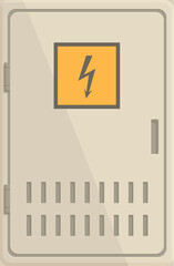 Poster - Grey metal electric panel with high voltage sign is being used for power supply and distribution